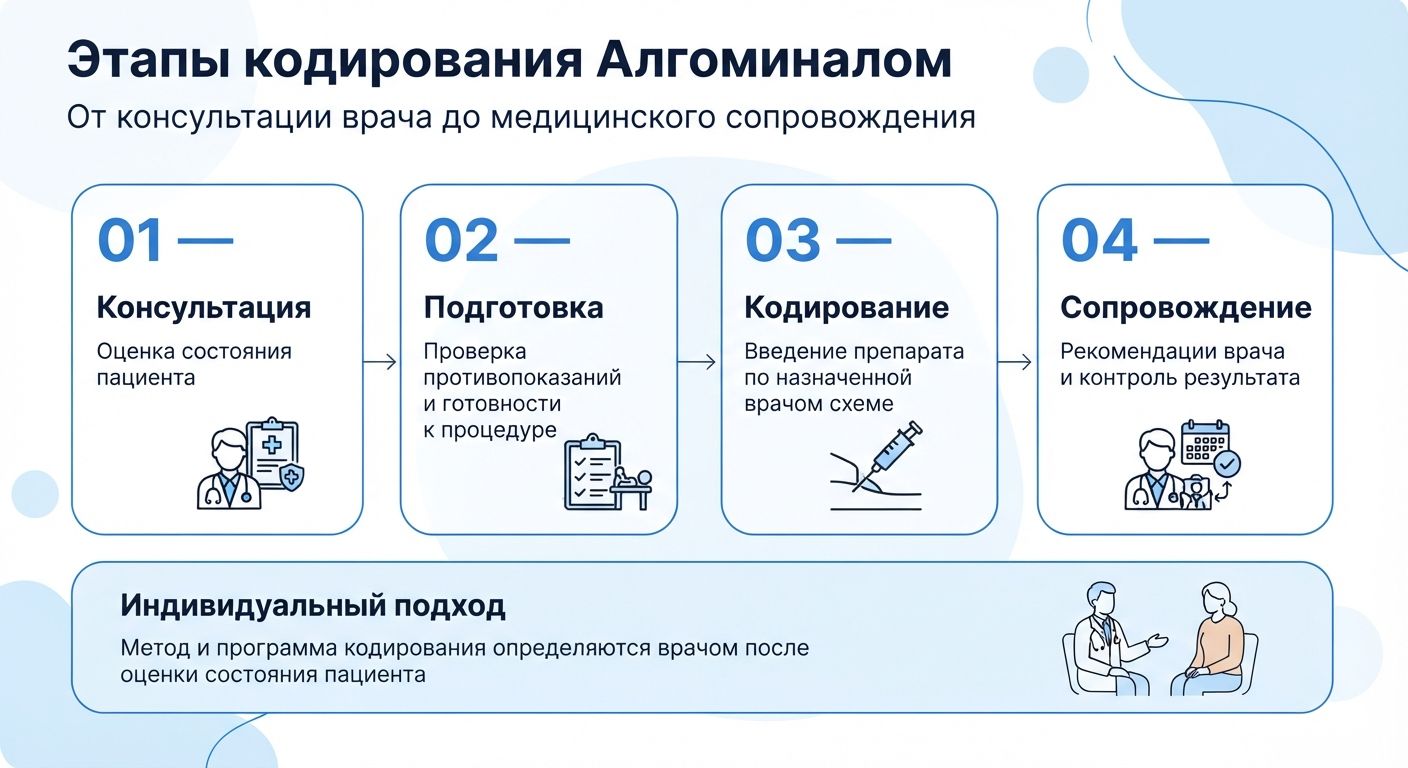 Кодирование препаратом «Алгоминал» в Талгаре инфографика